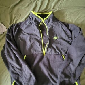 Nike Men's Black and Neon Yellow Performance Jacket